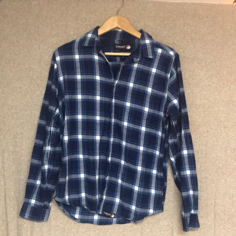 Lightweight Plaid Button Up Blue Shirt